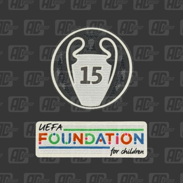 Official Sporting iD UEFA UCL Starball 15 Times Winner 2024 + UEFA Foundation Patch Set